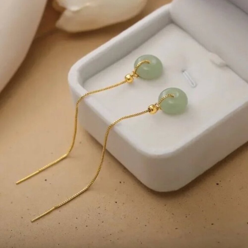 NEW 14K Gold filled Jade Earrings NWOT